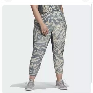 Adidas Women Zoe Saldana Multi Sport 7/8 Tights Size 4X Blue Oxide/Halo Green